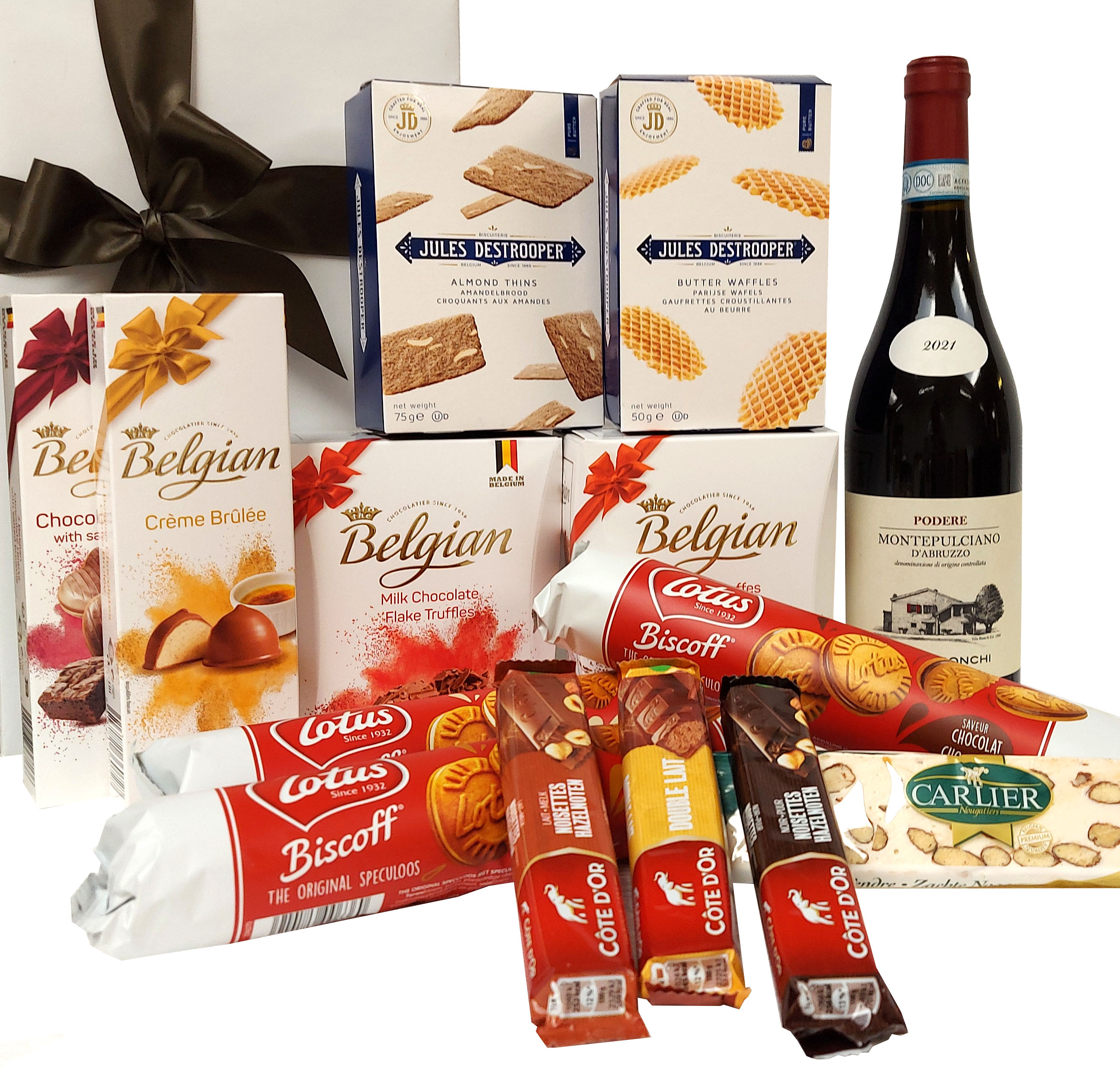 Délicieux coffret cadeau belge au rouge italien