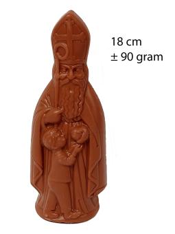 Paquet Saint-Nicolas avec Saint au lait Callebaut (18 cm), Piet blanc et noir en sachet kraft personnalisé
