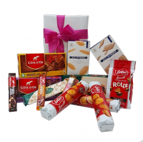 Giant Belgian gift package with cookies, nougat and chocolate