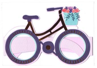 wenskaart met fiets voor verjaardag