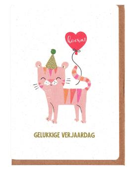 Verjaardagskaart met poesje