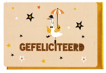 Wenskaart gefeliciteerd bij je geschenk | Cadeau bezorgen