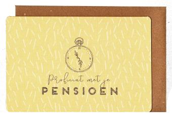 Wenskaart Proficiat met je Pensioen bij geschenkpakket