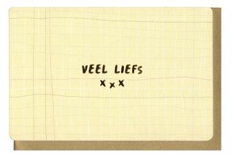 Dubbele wenskaart met gouden envelop, afgewerkt met embossing.