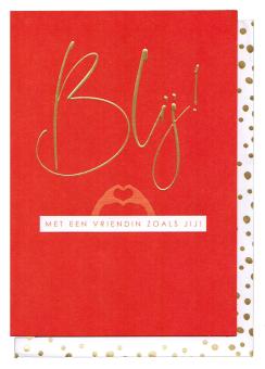 Dubbele wenskaart met gouden envelop, afgewerkt met embossing.