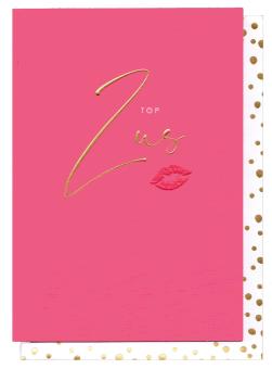 Dubbele wenskaart met gouden envelop, afgewerkt met embossing.