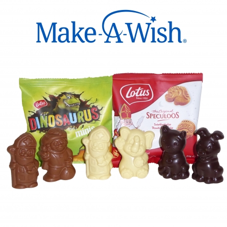 Cadeau Make-A-Wish deSaint Nicholas avec de petites figurines en chocolat