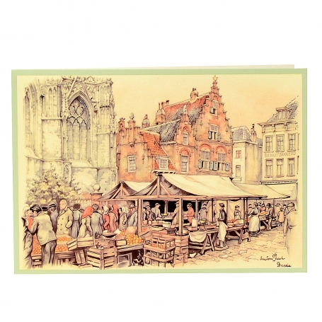 Retro kaart Anton Piek Ochtendmarkt