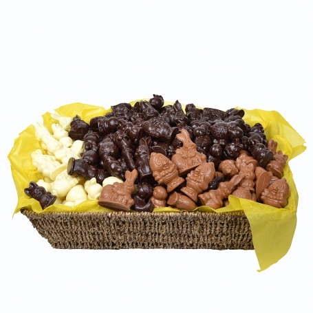 Panier de Pâques avec figurines de Pâques Callebaut 4,5 kg
