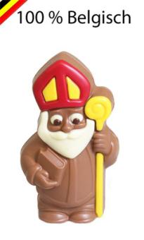Gedecoreerde Callebaut melkchocolade Sinterklaas 10,5 cm – verpakt in kraft of mica met logo-optie