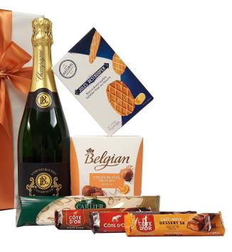 Belgisch geschenkpakket bestellen met champagne