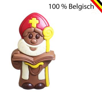 Reuze gedecoreerde Callebaut melkchocolade Sinterklaas 35 cm – luxe verpakking met zijden lint