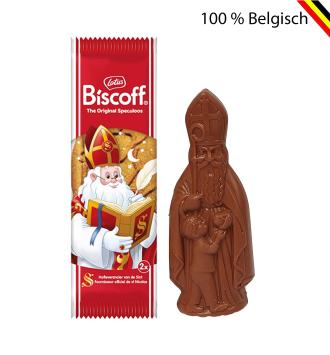 Sinterklaaspakket met Callebaut chocoladefiguur en twee Biscoff speculoosjes – verpakking met logo