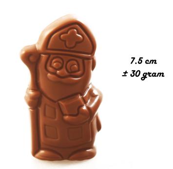 Paquet Saint-Nicolas avec trois mini Saints Callebaut (lait, noir, blanc) et biscuits Lotus Biscoff en sachet kraft