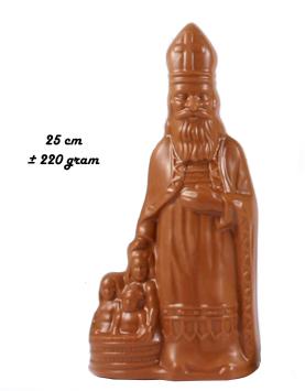 Grande figurine Saint-Nicolas en chocolat Callebaut 25 cm emballée pour cadeau Saint-Nicolas 2025
