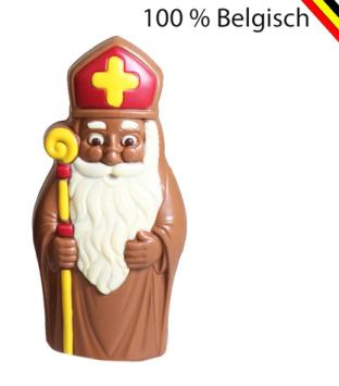 Callebaut melkchocolade Sint 18 cm met bril en staf, luxe afgewerkt, in kraft verpakking