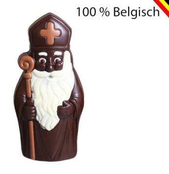 Callebaut pure chocolade Sint 18 cm met bril en staf, luxe afgewerkt, in kraft verpakking