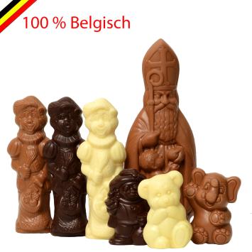Reuzegroot Sinterklaaspakket 2026 met Callebaut chocoladefiguren in melk, puur en wit, verpakt in mica