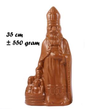 Grande figurine Saint-Nicolas en chocolat Callebaut 25 cm emballée pour cadeau Saint-Nicolas 2026
