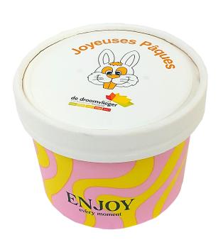 bocal cadeau contenant 12 petits œufs de Pâques belges.