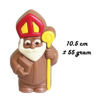 Decorated Callebaut milk chocolate Saint Nicholas 10.5 cm with pack of Lotus Biscoff cookies in kraft packaging